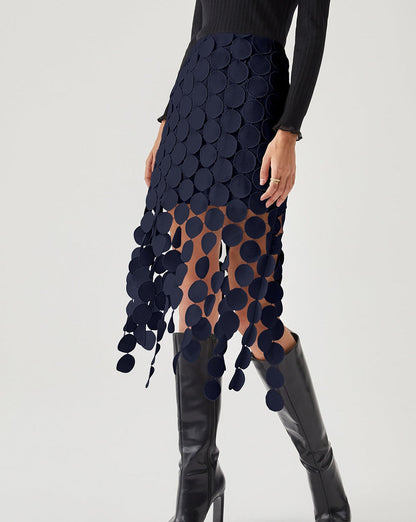 Laser Cut Multi Circle Double Layered Skirt