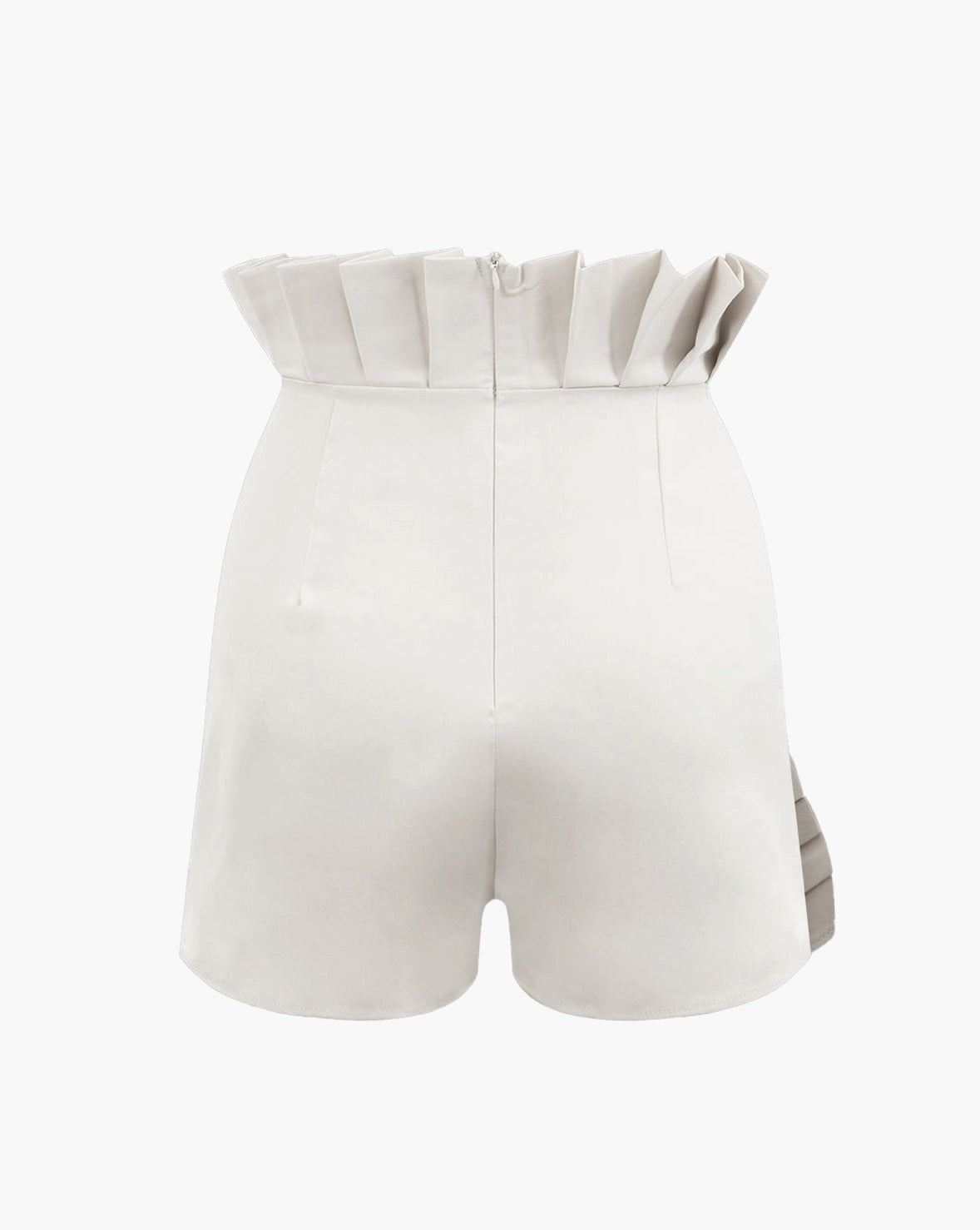 Asymmetric Pleated Zip Shorts