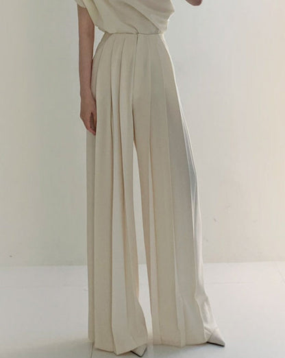 Pleated High Waist Wide Leg Pants