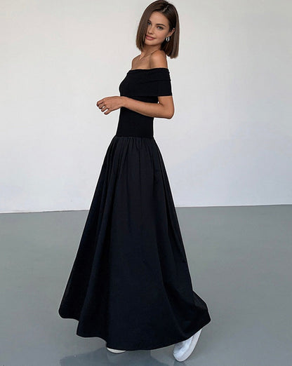 Frenchy Solid Off-Shoulder Long Dress