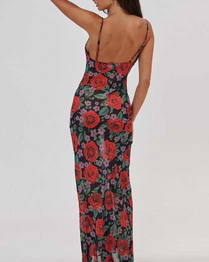 Floral Print Cami Long Dress