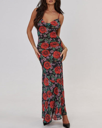 Floral Print Cami Long Dress