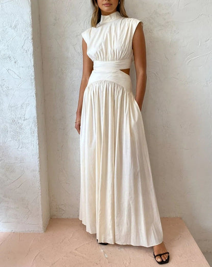 Mock Neck Cut Out Long Dress