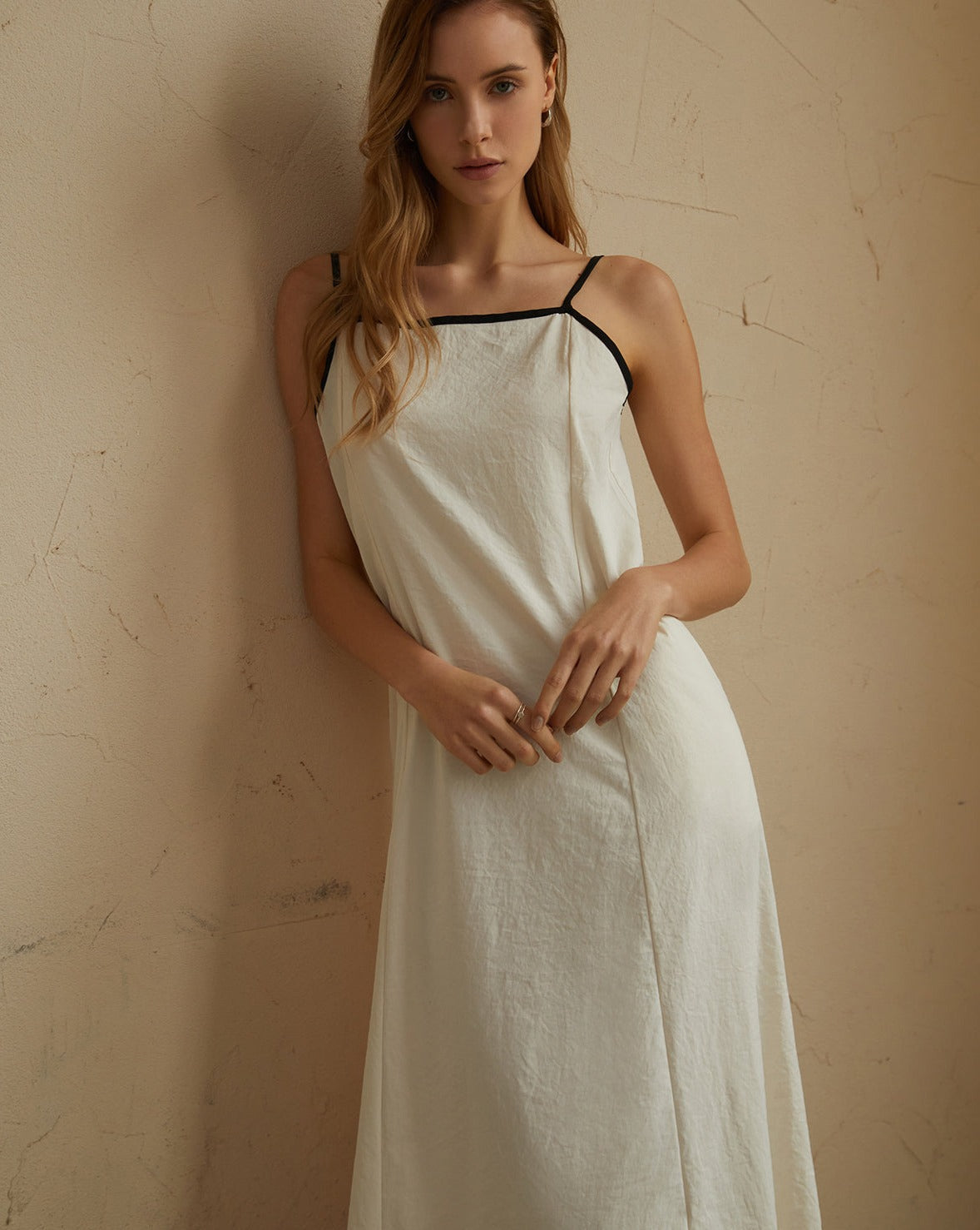 Minimalism Contrast Trim Long Dress