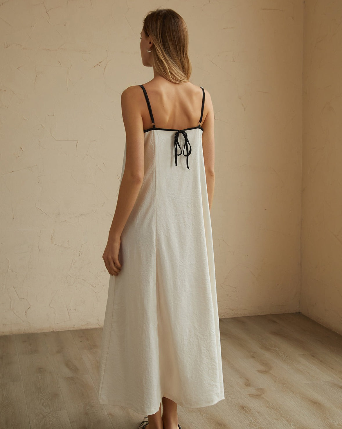 Minimalism Contrast Trim Long Dress