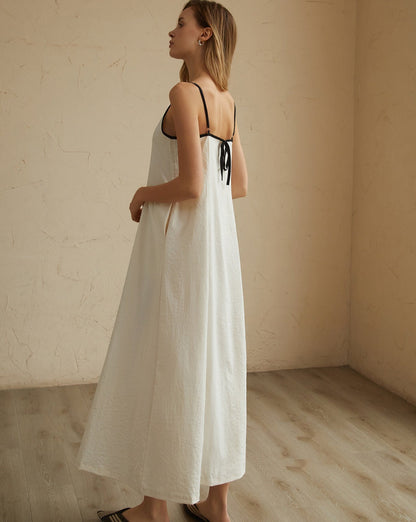 Minimalism Contrast Trim Long Dress