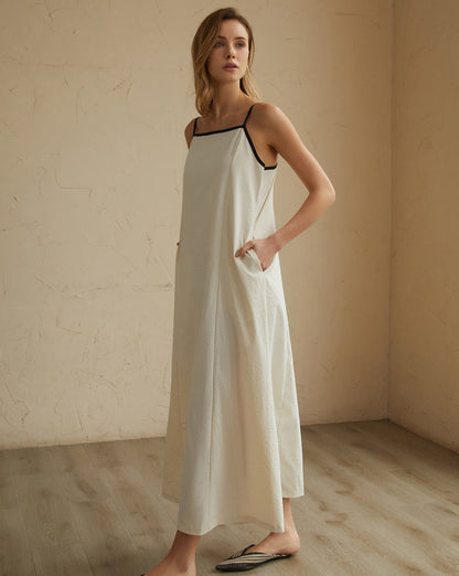 Minimalism Contrast Trim Long Dress