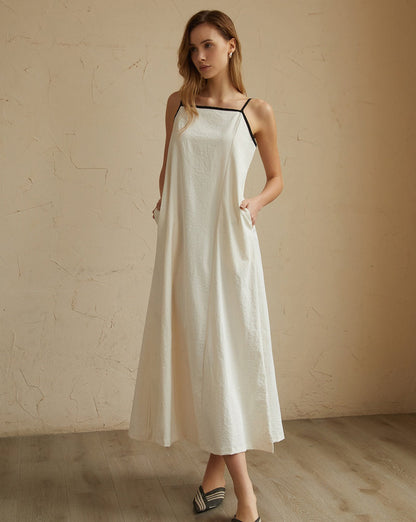 Minimalism Contrast Trim Long Dress