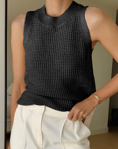 Knit Hollow Solid Vest