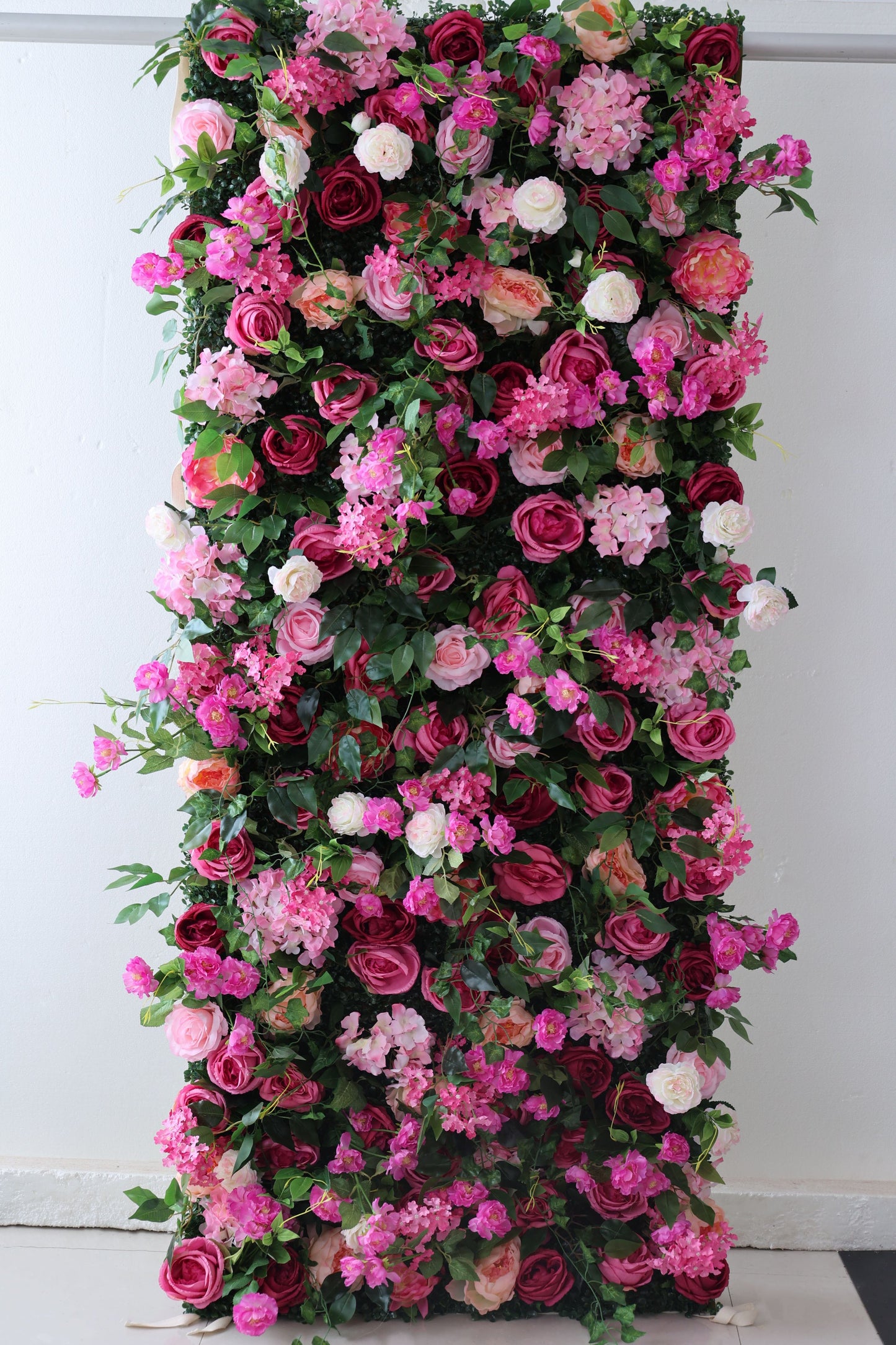 Roll Up Fabric Artificial Flower Wall Wedding Backdrop, Floral Party Decor, Event Photography-VF-325