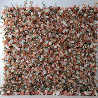 Roll Up Fabric Artificial Flower Wall Wedding Backdrop, Floral Party Decor, Event Photography-VF-301