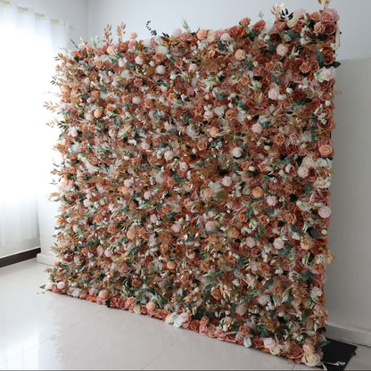 Roll Up Fabric Artificial Flower Wall Wedding Backdrop, Floral Party Decor, Event Photography-VF-301