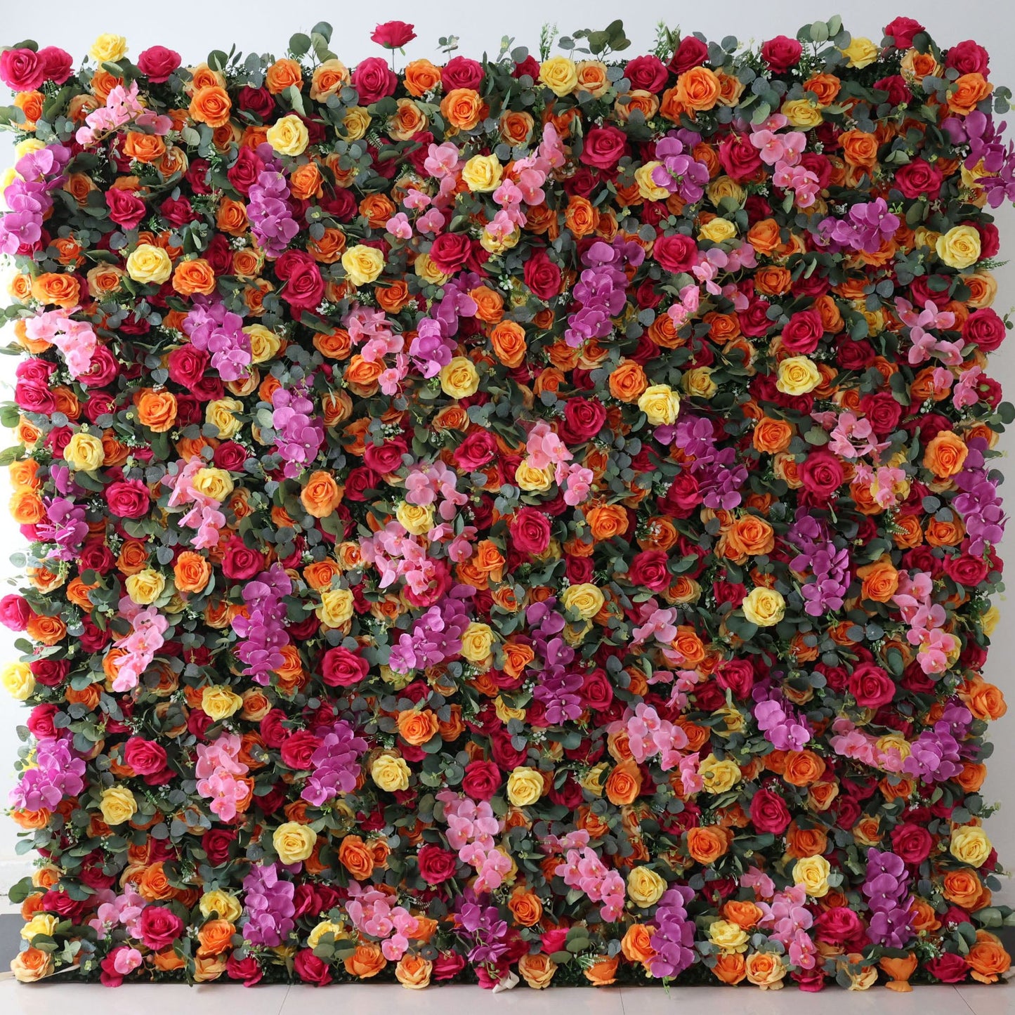 Roll Up Fabric Artificial Flower Wall Wedding Backdrop, Floral Party Decor, Event Photography-VF-308