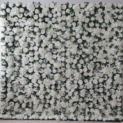 Roll Up Fabric Artificial Flower Wall Wedding Backdrop, Floral Party Decor, Event Photography-VF-123