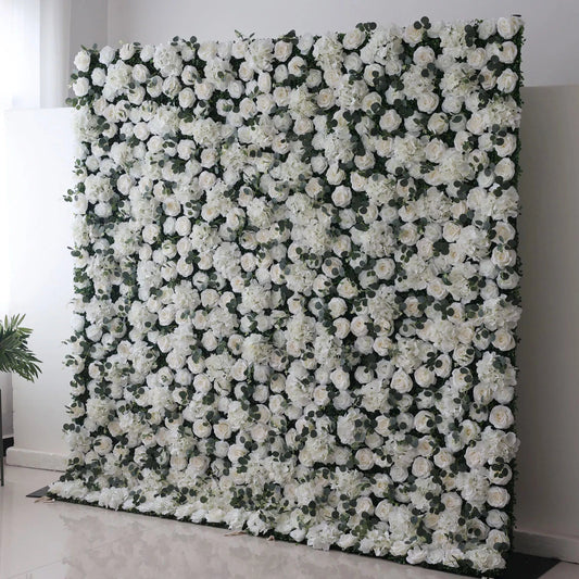 Roll Up Fabric Artificial Flower Wall Wedding Backdrop, Floral Party Decor, Event Photography-VF-123