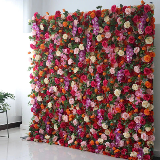 Flowers Artificial Floral Wall Backdrop: Enchanted Garden - Radiant & Romantic Bloom Array-VF-271