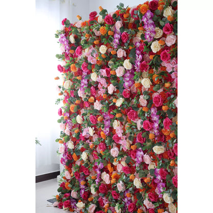 Flowers Artificial Floral Wall Backdrop: Enchanted Garden - Radiant & Romantic Bloom Array-VF-271