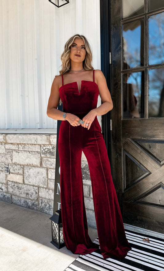 Sangria Velvet Jumpsuit