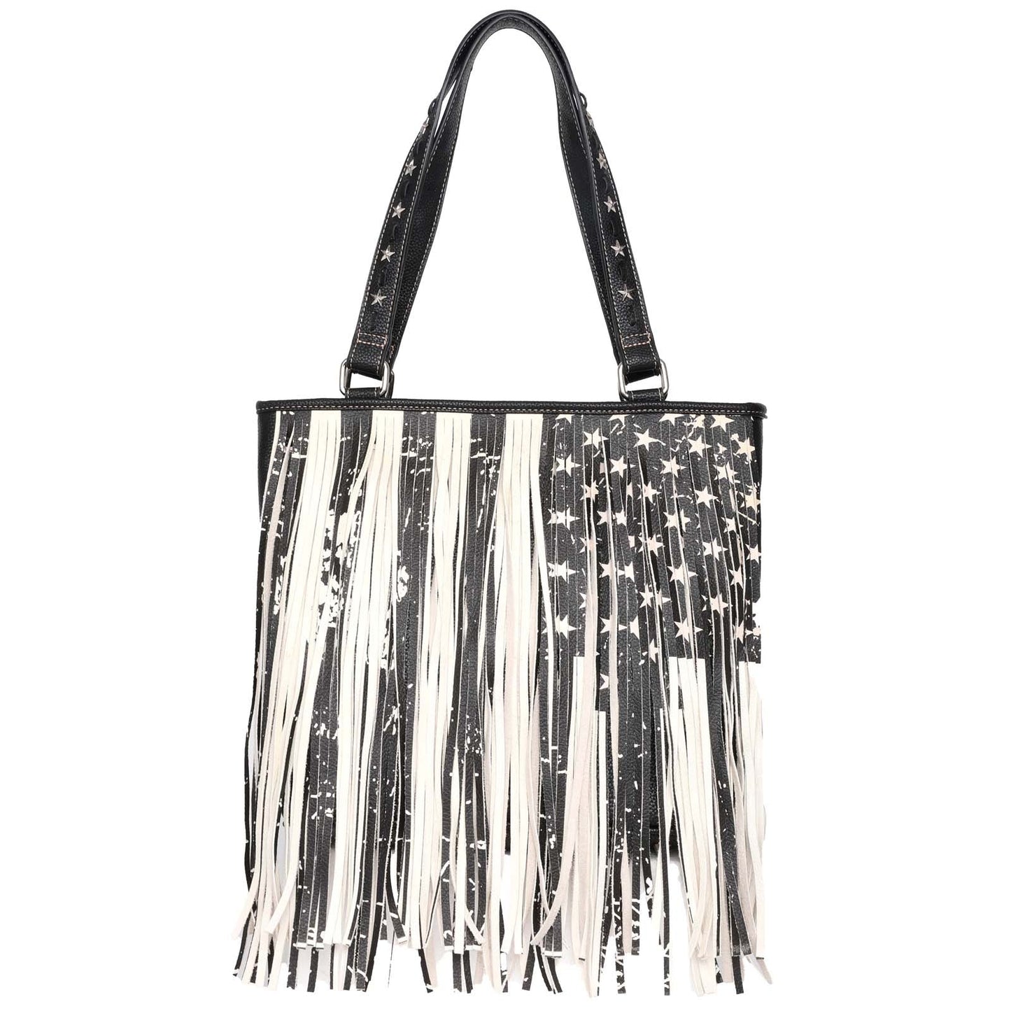 On Sale Montana West Fringe American Flag Canvas Tote Bag