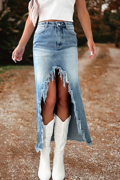 Frayed & Flirty Denim Skirt