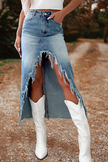 Frayed & Flirty Denim Skirt