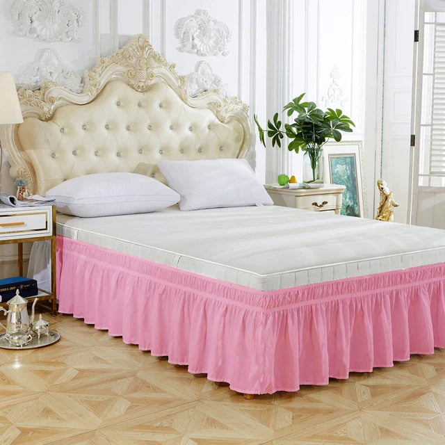 Wrap Around Dust Ruffles Elastic Easy-Install Bedskirt Wrinkle Fade Resistance Machine Washable