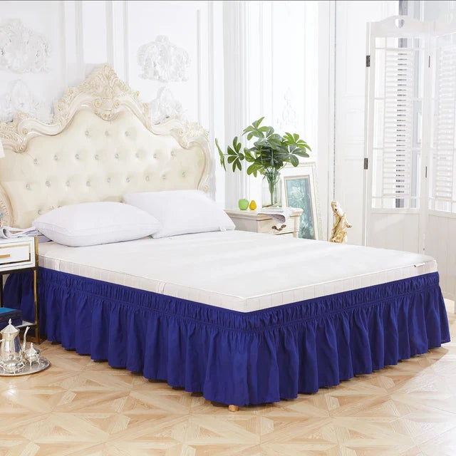 Wrap Around Dust Ruffles Elastic Easy-Install Bedskirt Wrinkle Fade Resistance Machine Washable