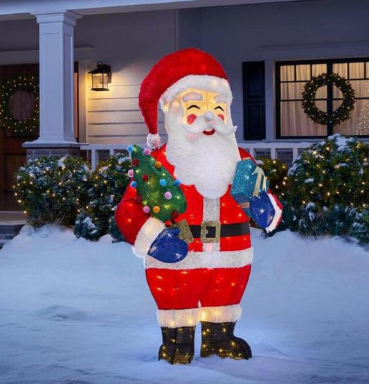 Christmas-5 ft warm white led santa and present