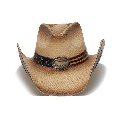 Traditional Flag Print Straw Western Hat