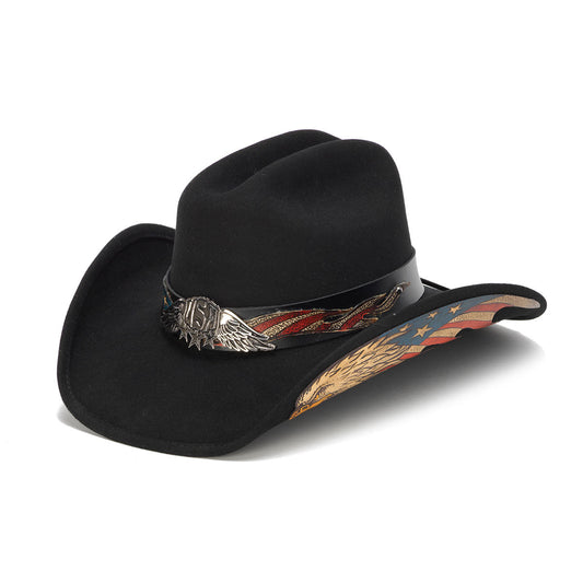 American Flag Print Felt Cowboy Hat