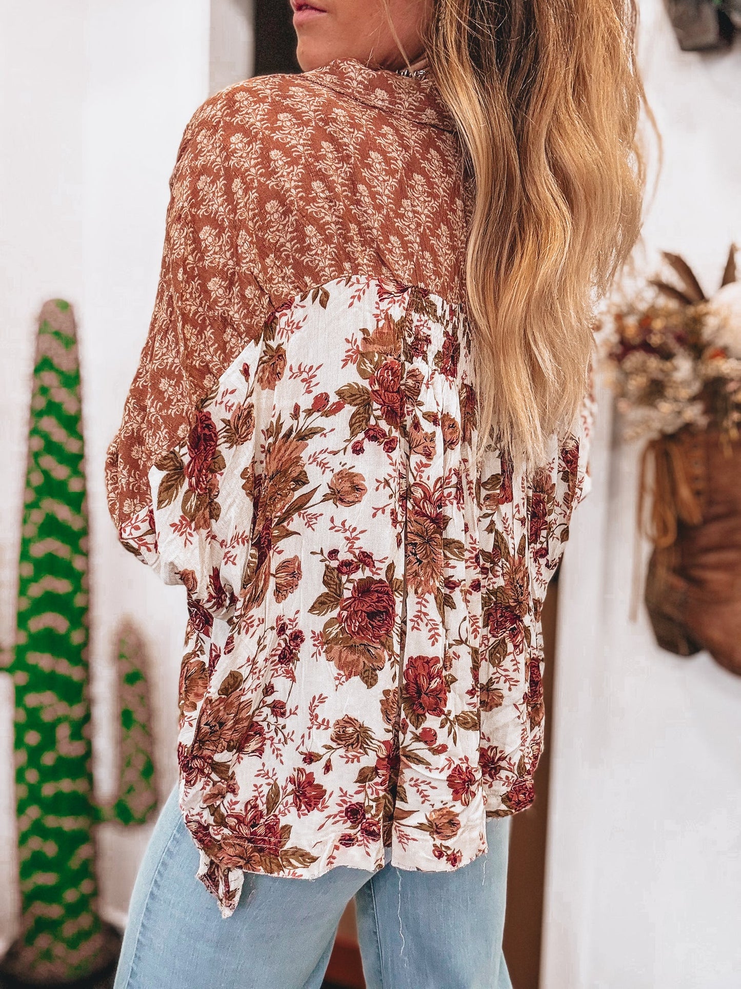 Women's Western Floral Print Long Sleeve Shirt