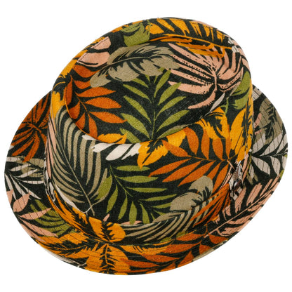 Coloured Leaves Pork Pie Linen Hat