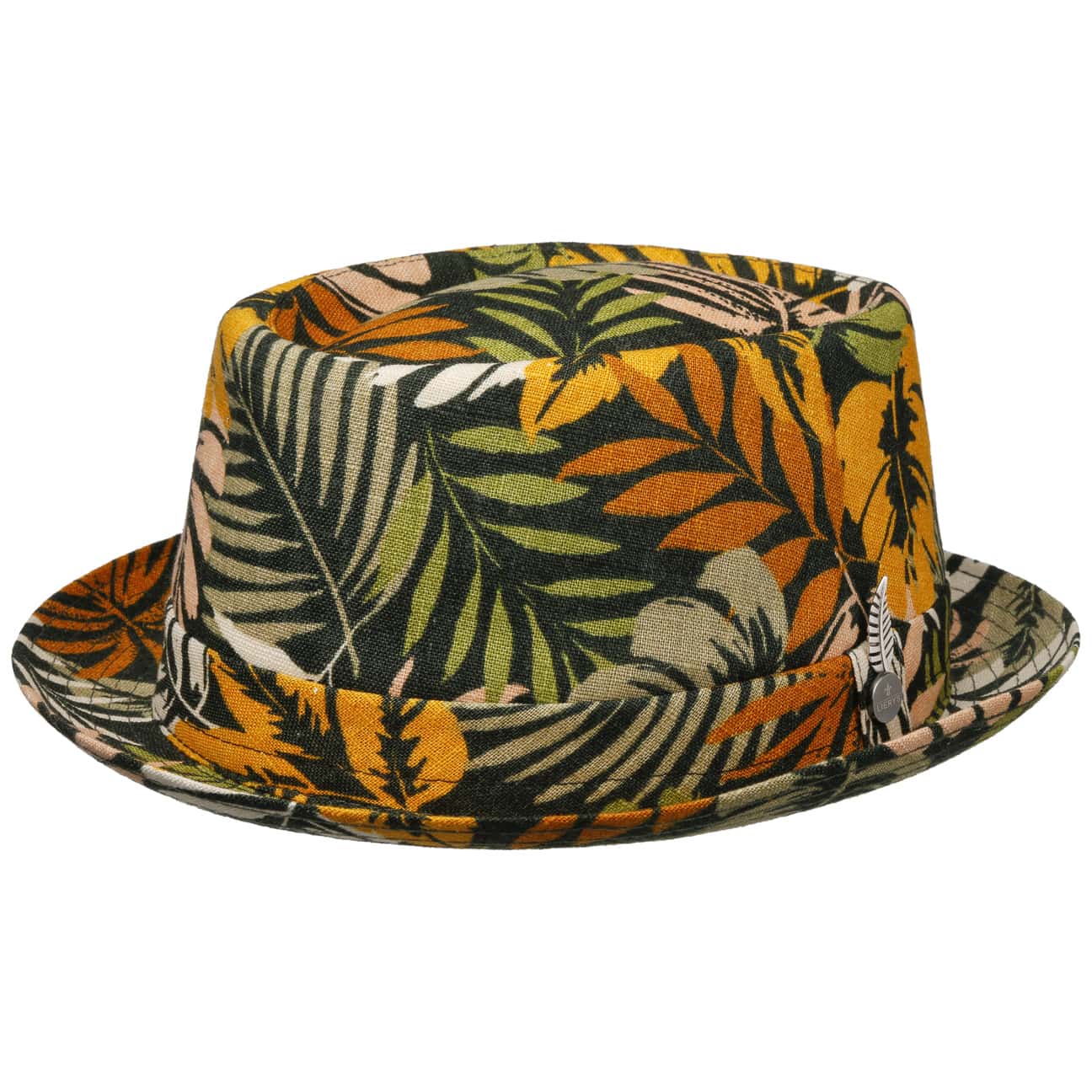 Coloured Leaves Pork Pie Linen Hat