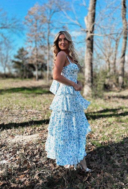 Blue Bird Floral Maxi Dress