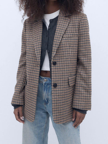 Plaid Brushed Suit Jacket