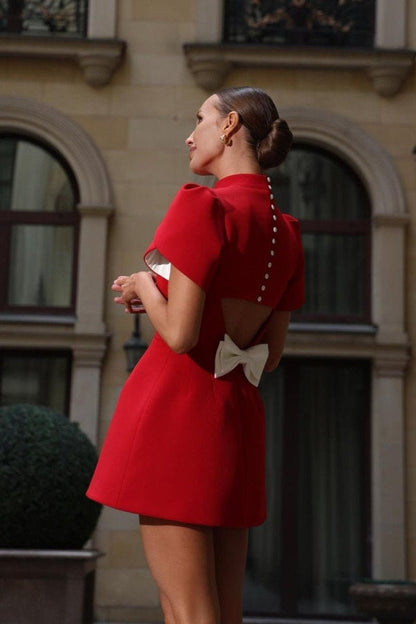 Elegant Designer Mini Dress - Red