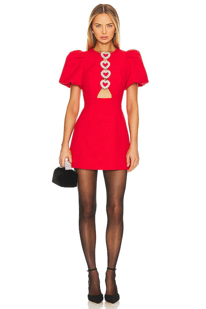 Puffy Sleeve Cutout Mini Dress