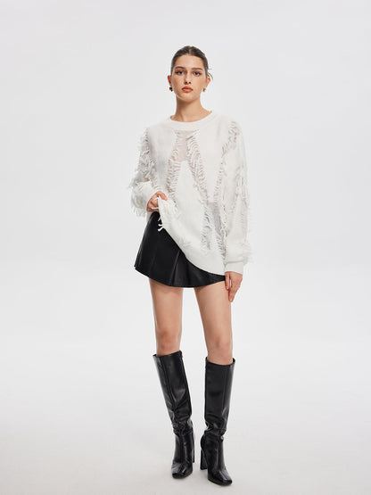 Ripped Tassel Sweater