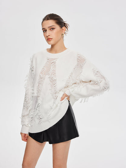 Ripped Tassel Sweater