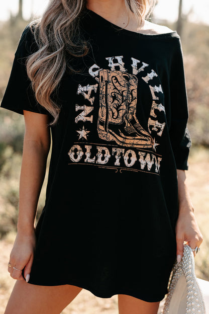 "Nashville Oldtown" Oversized Graphic T-Shirt (Black)