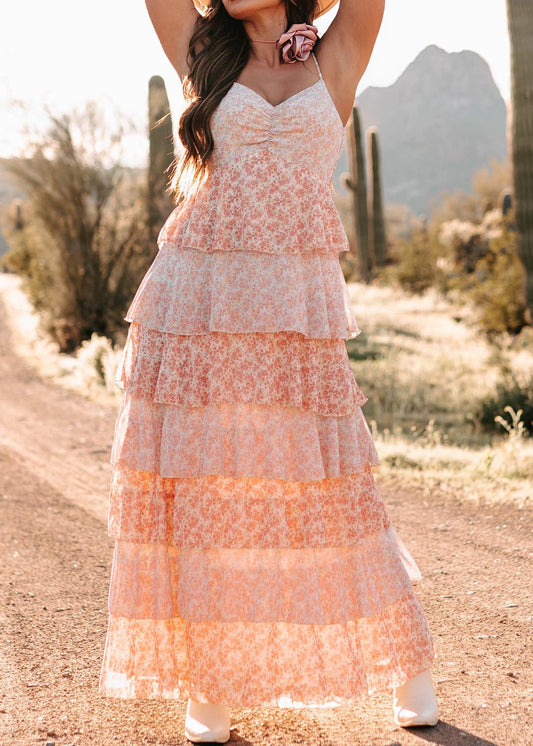 Picking Bluebells Tiered Floral Maxi Dress