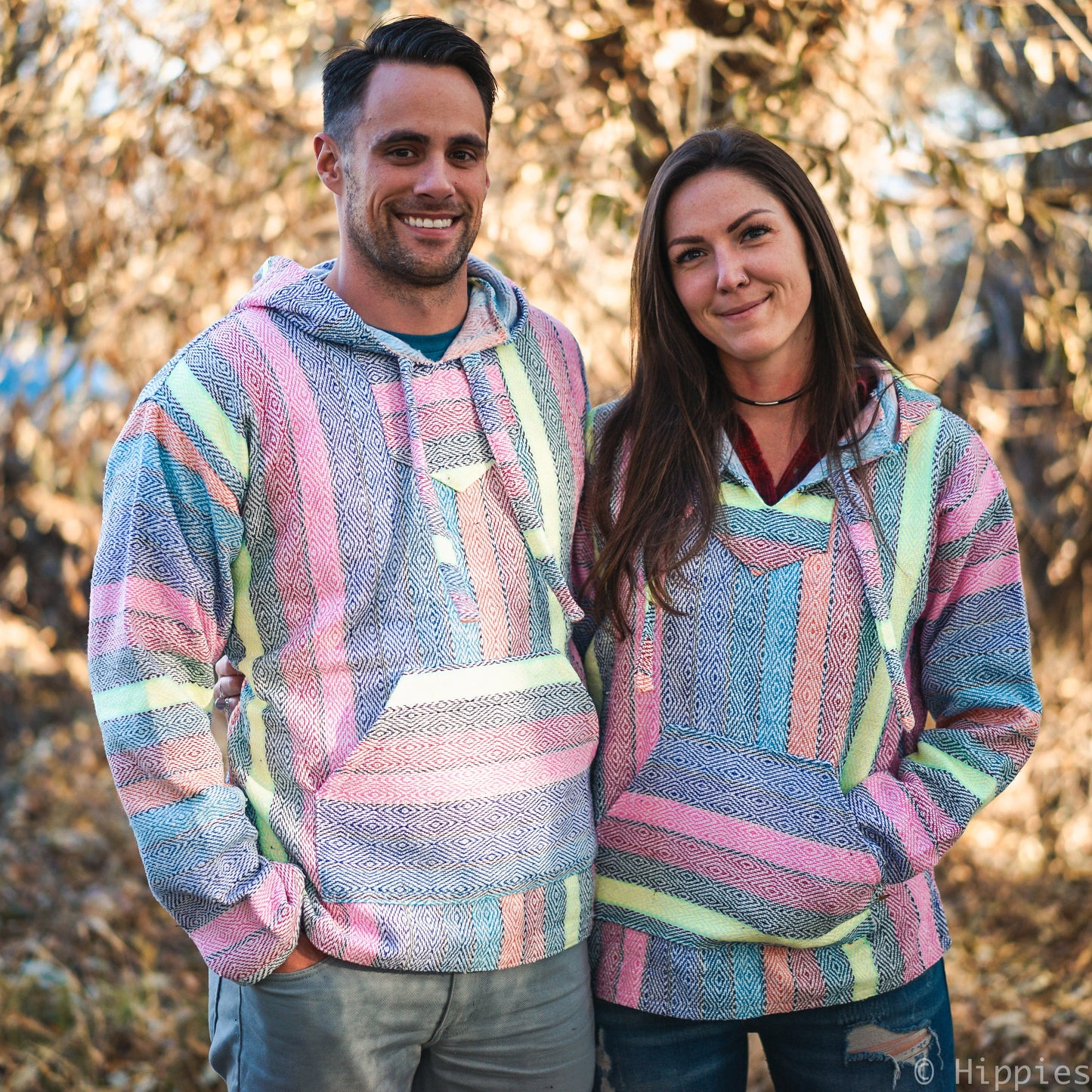 Multi Rainbow Mexican Drug Rug Baja Hoodie