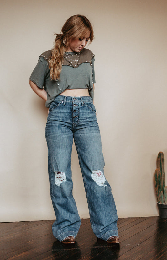 Skylar Medium Stonewash Wide Leg Jean