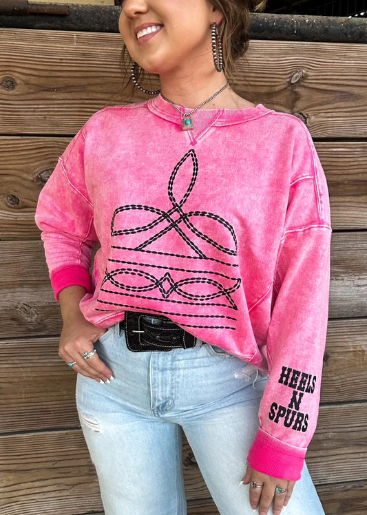 Boot Stitched Sweatshirt ~ Pink