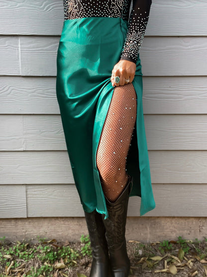 Midnight Green Midi Skirt