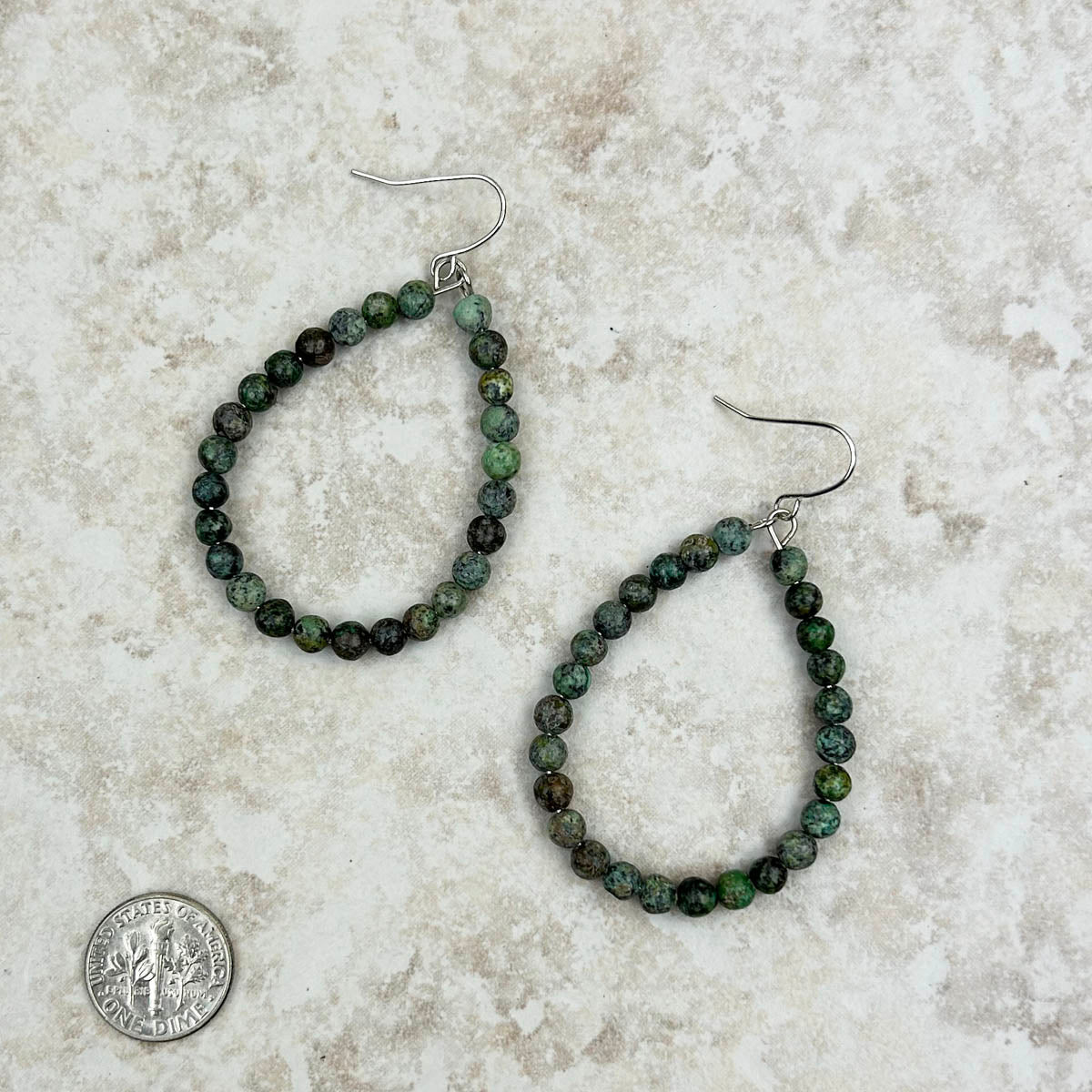 Turquoise Stone Teardrop Hoop Earrings