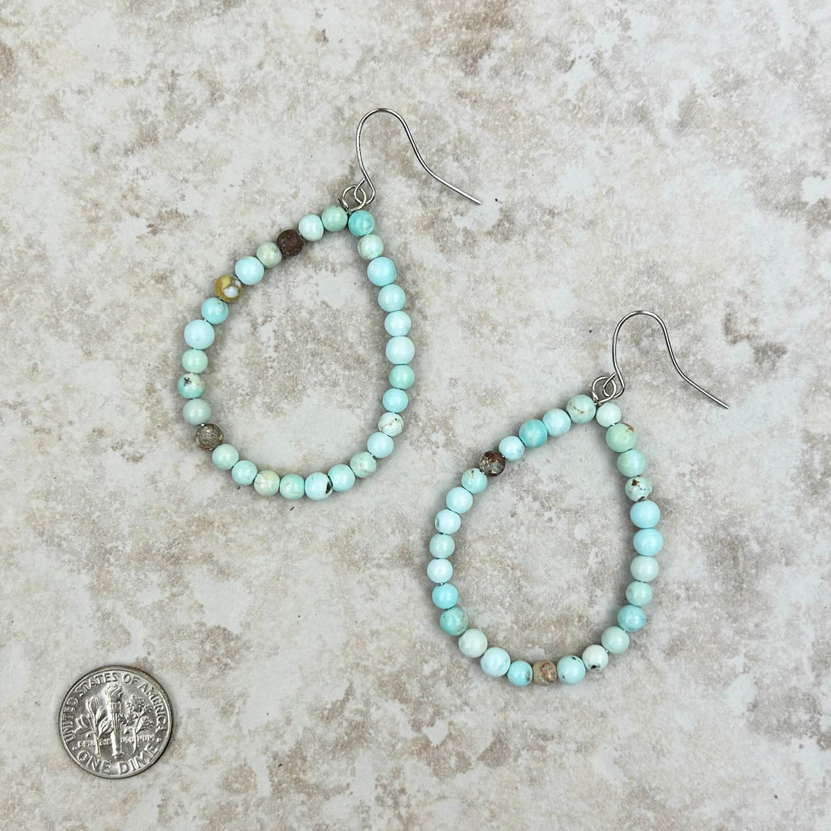 Natural Stone Teardrop Hoop Earrings