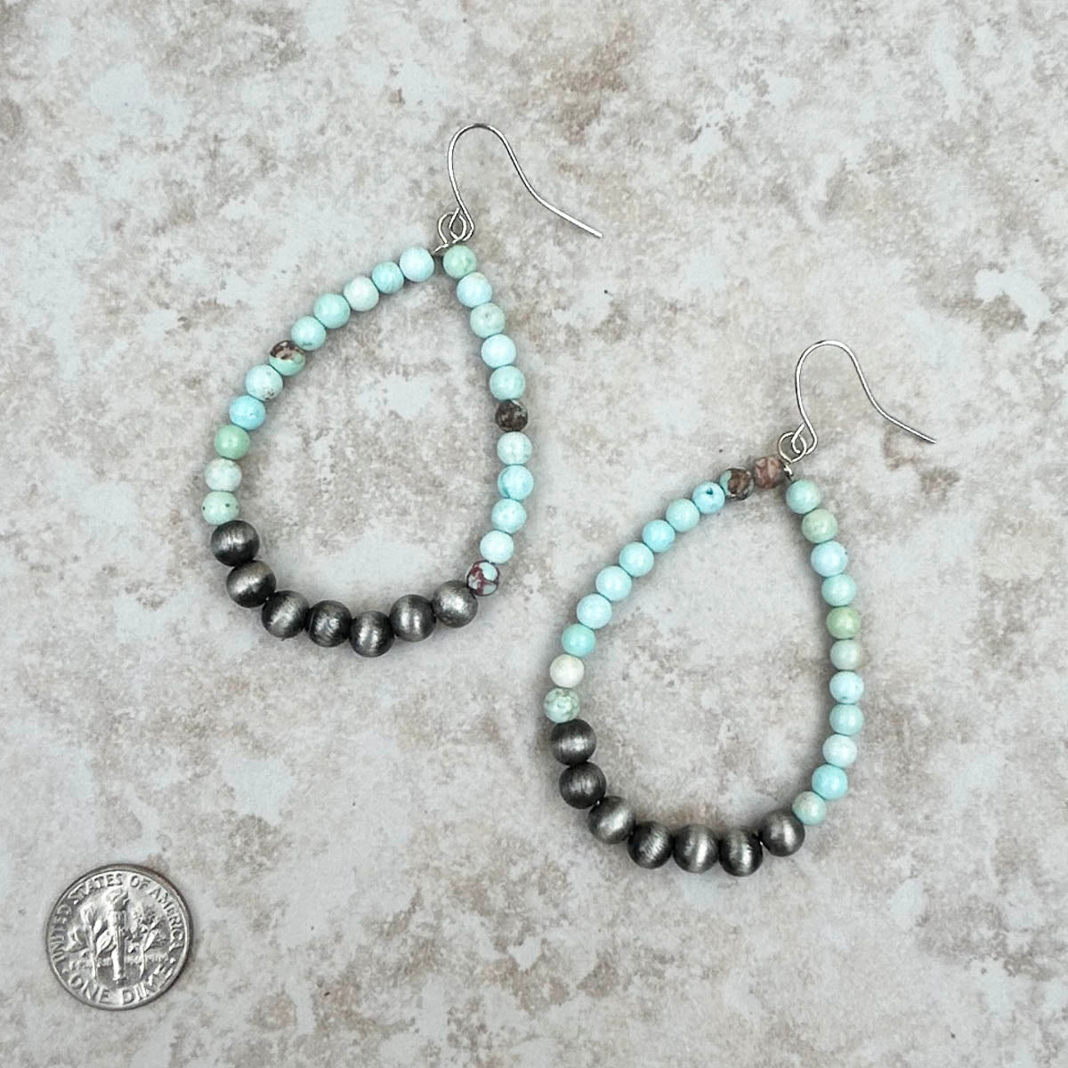 Natural Stone Teardrop Hoop Earrings