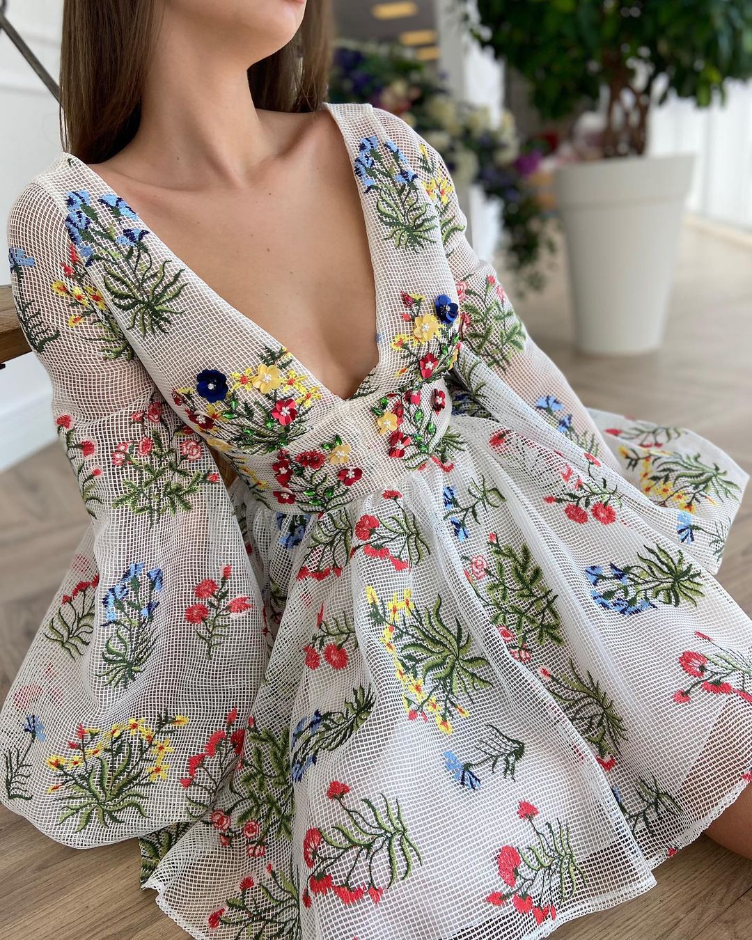 Maris Embroidered Mini Dress