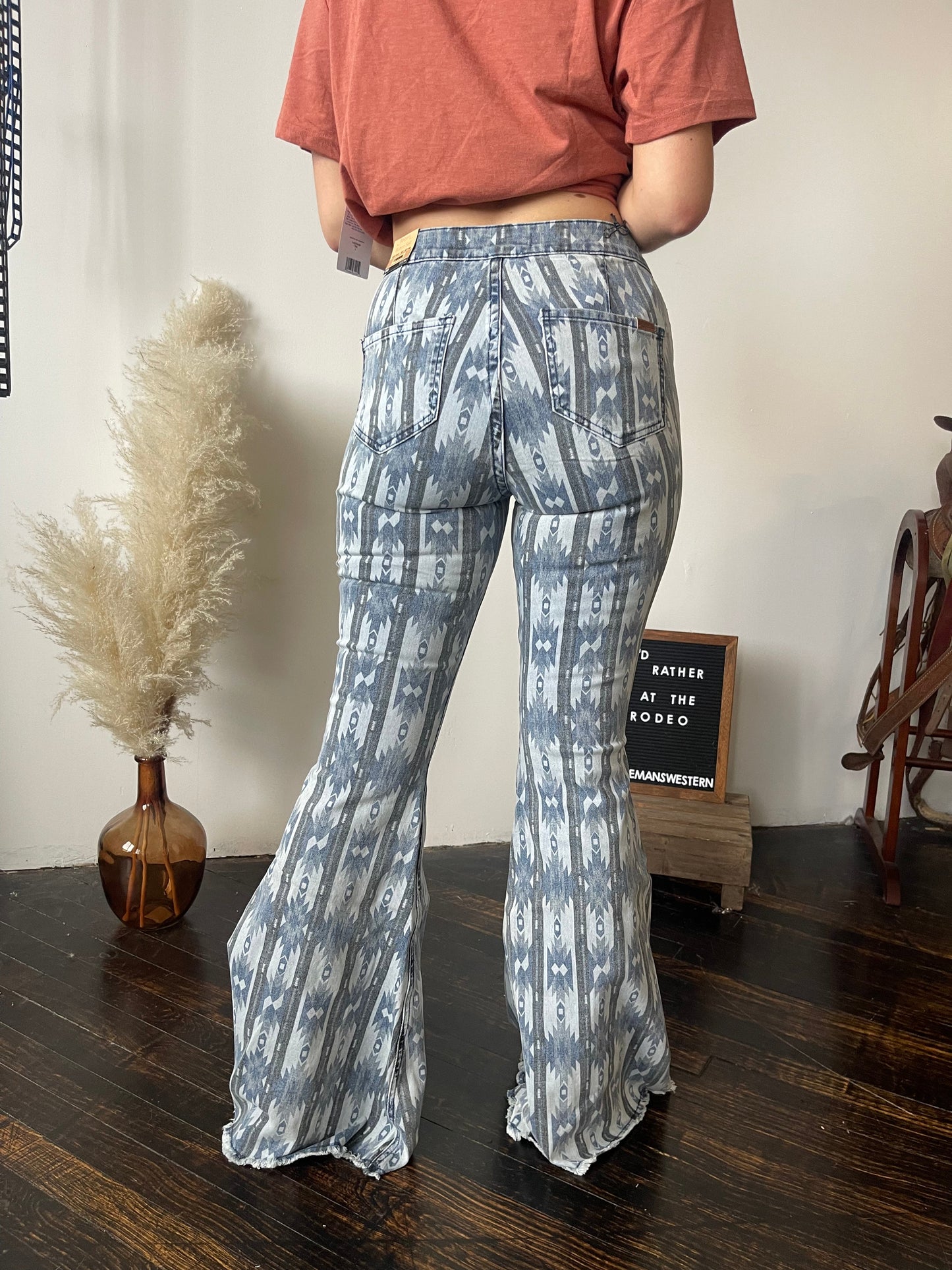 Final Sale _ Baby Blues Aztec Bell Jeans